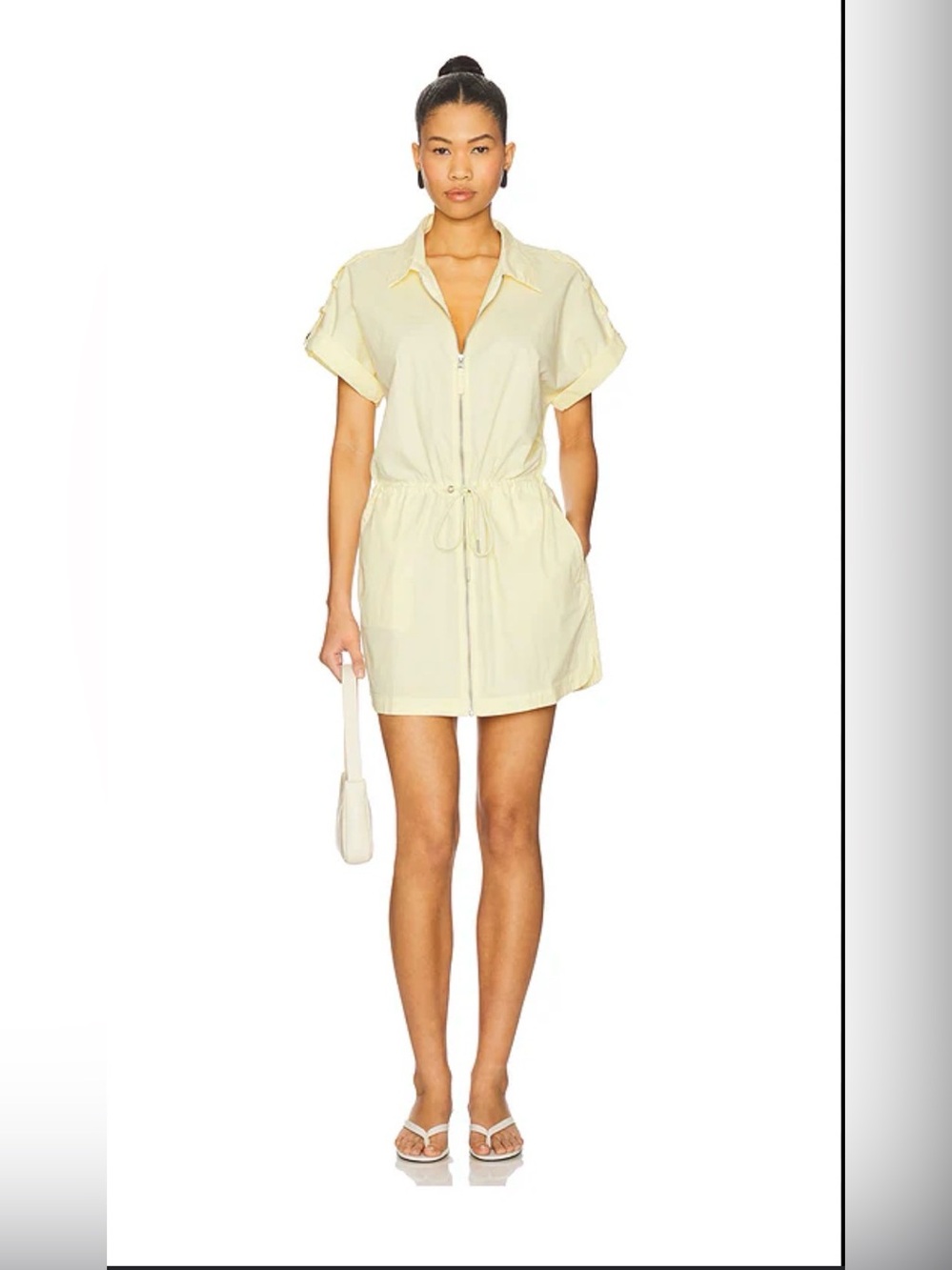 pistola Pale Yellow Zip-Front Drawstring Coverup Dress